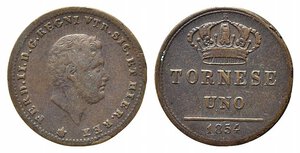 obverse: NAPOLI. Ferdinando II di Borbone (1830-1859). Tornese 1854 Cu (2,88 g). BB