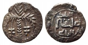 obverse: PALERMO. Guglielmo II (1166-1189). Terzo di apuliense Ag (0,91 g). Palmizio con datteri - R/iscrizione cufica. Sp.112. qSPL