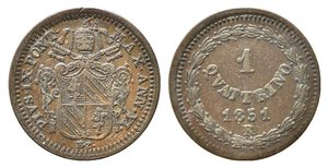 obverse: ROMA. Pio IX (1846-1870). Quattrino 1851 Cu (1,90 g). Gig.255. BB+