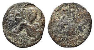 obverse: SALERNO. Ruggero Borsa (1085-1111). Follaro AE (3,15 g). Busto di San Matteo - R/ ROGE RIVS DVX; scritta su tre righe. MEC 41, 103; Cappelli 63. MB