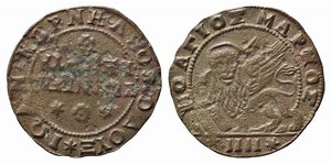 obverse: VENEZIA. Giovanni Corner I (1625-1629). Candia. 60 tornesi o 4 soldi AE (5,33 g). Montenegro 1434-1439 Rara. BB