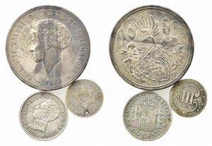 obverse: ESTERE. Lotto di 3 monete Ag. Lussemburgo, Spagna, Stati Uniti. MB-BB