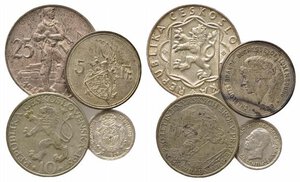 obverse: ESTERE. Lotto di 4 monete Ag. Cecoslovacchia, Lussemburgo, Spagna. SPL-FDC 