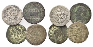 obverse: ZECCHE ITALIANE. Lotto di 4 monete da catalogare (Genova, Milano, Napoleone re d Italia). MB