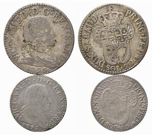 obverse: SAVOIA. Vittorio Amedeo III - Lotto di 2 monete (10 soldi 1795 - 20 soldi 1796). BB