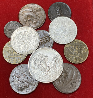 obverse: SAVOIA. Vittorio Emanuele III (1900-1943). Lotto di 11 monete di cui 3 in argento. Conservazioni medie BB