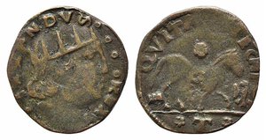 obverse: L AQUILA. Ferdinando I d’Aragona (1458-1494). Cavallo AE (2,03 g). D Andrea-Andreani 102-119. qBB