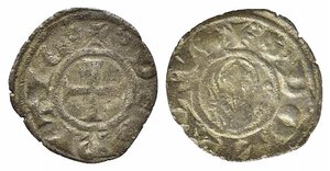 obverse: AREZZO. Repubblica (sec. XIII-XIV). Denaro Mi (0,54 g). Croce patente - R/busto frontale di San Donato. Biaggi 199. BB