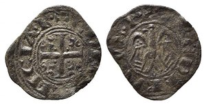obverse: BRINDISI o MESSINA. Federico II (1197-1250). Denaro Mi (0,56 g). Aquila ad ali spiegate - R/croce patente. Mir 83; Sp.88. BB 