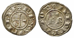 obverse: BRINDISI o MESSINA. Federico II (1197-1250). Denaro (con  F R) Mi (0,77 g). F R nel campo - R/Croce patente. Sp.109. BB+ 
