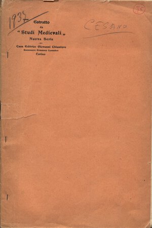 obverse: CESANO S. - Numismatica virgiliana. Torino, 1937. pp. 145-153, tavv. 1, + ill. nel testo. brossura editoriale, buono stato, raro e importante.