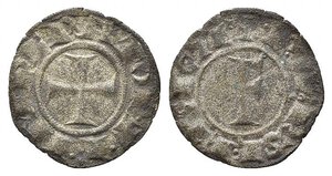 obverse: BRINDISI o MESSINA. Federico II (1197-1250). Denaro Mi (0,59 g). Croce patente - R/grande F nel campo. Sp.116. MB-BB