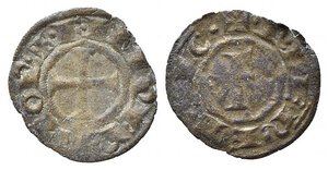obverse: BRINDISI o MESSINA. Federico II (1197-1250). Mezzo denaro Mi (0,27 g). Croce patente - R/grande F nel campo. Sp.117. qBB