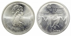 obverse: CANADA. Elisabetta II 10 dollaro 1976 Olimpiadi Montreal. Ag (48,4 g). FDC