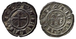 obverse: BRINDISI o MESSINA. Federico II (1197-1250). Denaro Mi (0,63 g). IP nel campo - R/croce patente. Sp.137. BB-SPL