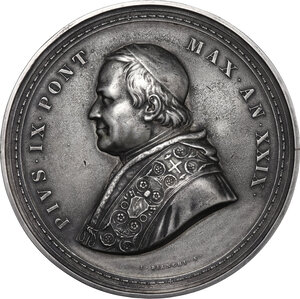 obverse: Pio IX  (1846-1878), Giovanni Mastai Ferretti.. Medaglia di massimo modulo, A. XXIX, Confessione in S. Maria Maggiore