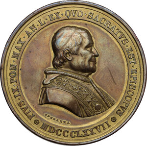 obverse: Pio IX  (1846-1878), Giovanni Mastai Ferretti.. Medaglia 1877 per il Giubileo Episcopale