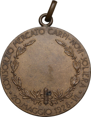 reverse: Consorzio Mercato Carpi-Novi-Soliera. Medaglia 1928