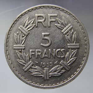 obverse: FRANCIA 5 FRANCS 1935 LAVRILLIER NICKEL BB