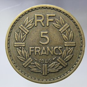 obverse: FRANCIA 5 FRANCS 1946 LAVRILLIER BRONZE ALLUMINIUM BB