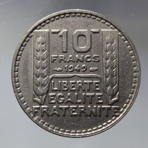 obverse: FRANCIA 10 FRANCS 1949 TURIN PETITE TETE OTTIMO BB