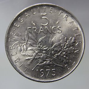 obverse: FRANCIA 5 FRANCS 1975 SEMEUSE NICKEL FDC
