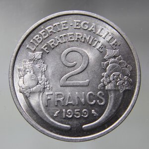 obverse: FRANCIA 2 FRANCS 1959 MORLON ALLUMINIUM FDC