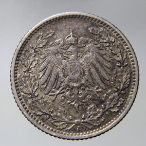 reverse: GERMANIA 1/2 MARK 1905 J AG SPL *BELLA PATINA