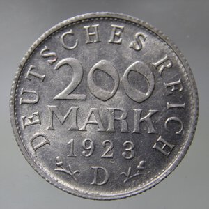 obverse: GERMANIA 200 MARK 1923 D ALLUMINIUM FDC
