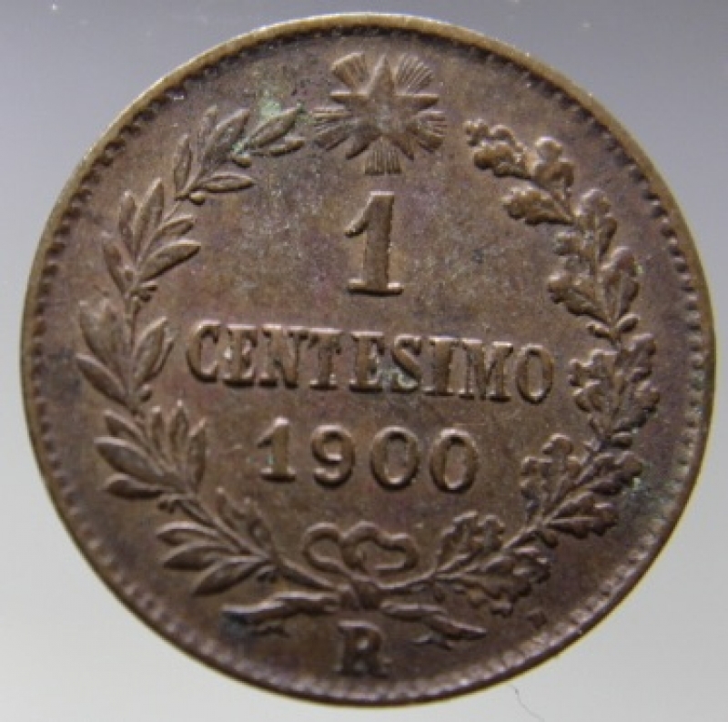 obverse: UMBERTO I-1 CENTESIMO 1900-CU-SPL-SPORCO