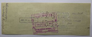 reverse: USA ASSEGNO BANCARIO INCASSATO 6,50 DOLLARI THE BELLINGHAM NATIONAL BANK 1964 COME DA FOTO-NC