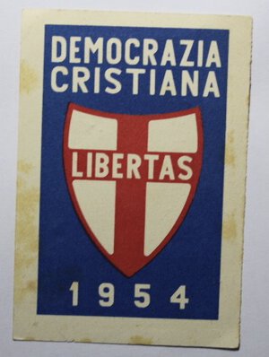 obverse: TESSERA ISCRIZIONE AL PARTITO DEMOCRAZIA CRISTIANA 1954 COME DA FOTO