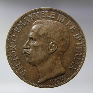 reverse: VITTORIO EMANUELE III-10 CENTESIMI 1911-CINQUANTENARIO-CU-BB *COLPETTO