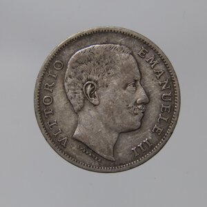 reverse: REGNO D ITALIA VITTORIO EMANUELE III 1 LIRA 1901 AQUILA SABAUDA AG BB NC