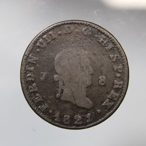 reverse: SPAGNA FERDINAND VII 8 MARAVEDIS 1821 CU KM#491 BB