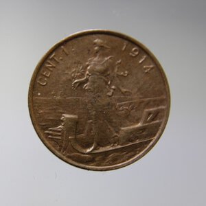 obverse: VITTORIO EMANUELE III-1 CENTESIMO 1914-ESUBERO DI METALLO AL D\-FDC