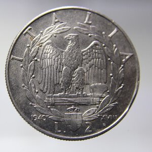 obverse: VITTORIO EMANUELE III-2 LIRE 1940 XVIII-MAGNETICA-MSPL