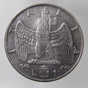 obverse: VITTORIO EMANUELE III-1 LIRA 1940 XVIII-MAGNETICA-FDC