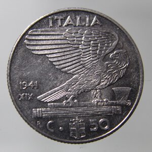 obverse: VITTORIO EMANUELE III-50 CENTESIMI 1941 XIX-FDC