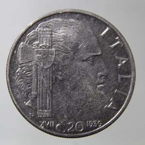 obverse: VITTORIO EMANUELE III-20 CENTESIMI 1939 XVII-MAGNETICO-FDC