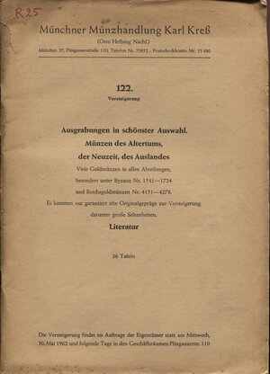 obverse: KRESS  K. -  Auktion 122.  Munchen, 30 – Mai, 1962. Munzen antike und mittelalters.....  pp. 66,  nn. 4795,  tavv. 36. Ril. ed. sciupata interno buono stato.