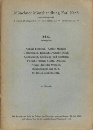 obverse: KRESS  K. – Auktion  144. Munchen, 22 –Juli, 1968.  Munzen antike und meittelalters......   pp. 45, nn. 3312,  tavv.24. ril. ed. buono stato.