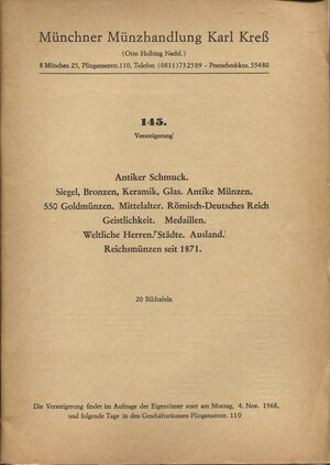 obverse: KRESS  K. – Auktion  145. Munchen, 4 – November, 1968.  Munzen antike und meittelalters...... pp. 56,  nn. 4251,  tavv. 20. Ril. ed. buono stato 