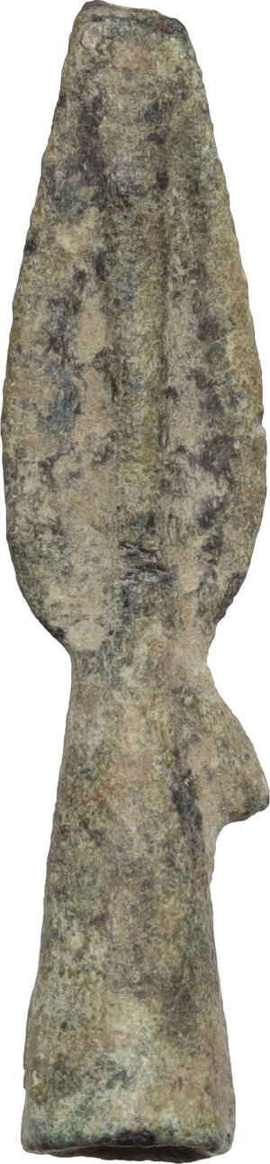 obverse: Early Greek or Scythian bronze arrowhead.  4th-2nd century BC.   Cf. Malloy Weapons n. 114.  32 mm height. 2.15 g