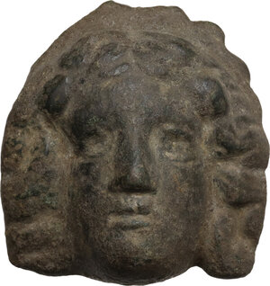 obverse: AE decorative element in the shape of a mask.  Roman. 1st-3rd century AD.  40x38 mm