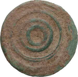 obverse: Bronze gaming token.  Roman. 1st-5th century AD.  17 mm