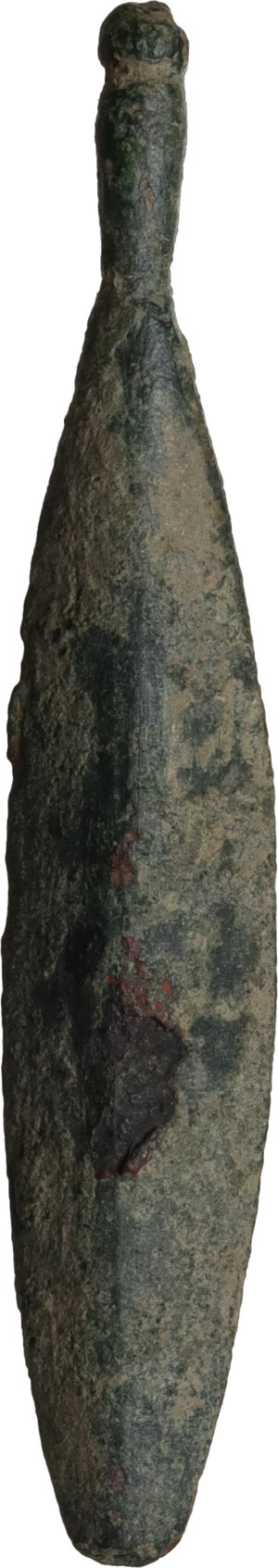 obverse: Bronze small instrument, handle missing.  Roman.  48 mm