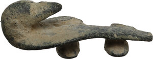 obverse: Bronze fibula in the shape of a duck.  Roman, 3rd century AD.  39 mm
