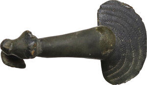 obverse: Bronze peacock shaped fibula.  Balkanic. Roman period, 2nd-3rd century AD.  45 mm