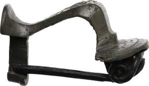 reverse: Bronze peacock shaped fibula.  Balkanic Roman period, 2nd-3rd century AD.  45 mm